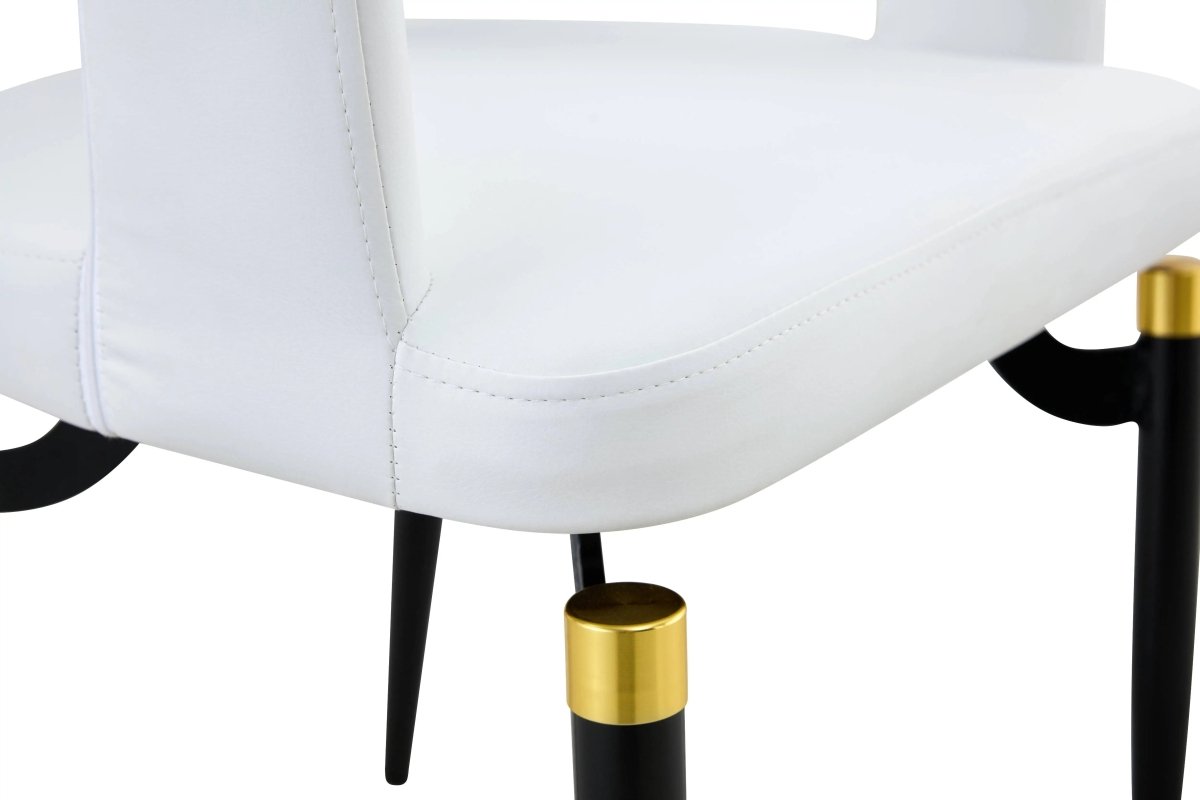 Entice Leather Dining Chair with Curved Open Back and Iron Legs