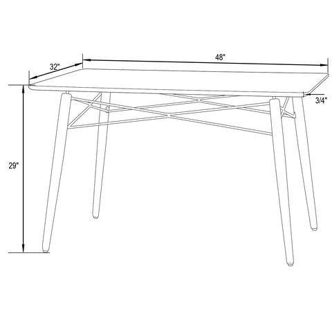 Dover Rectangle Dining Table With Glass Tabletop and Beech Wood Eiffel Base