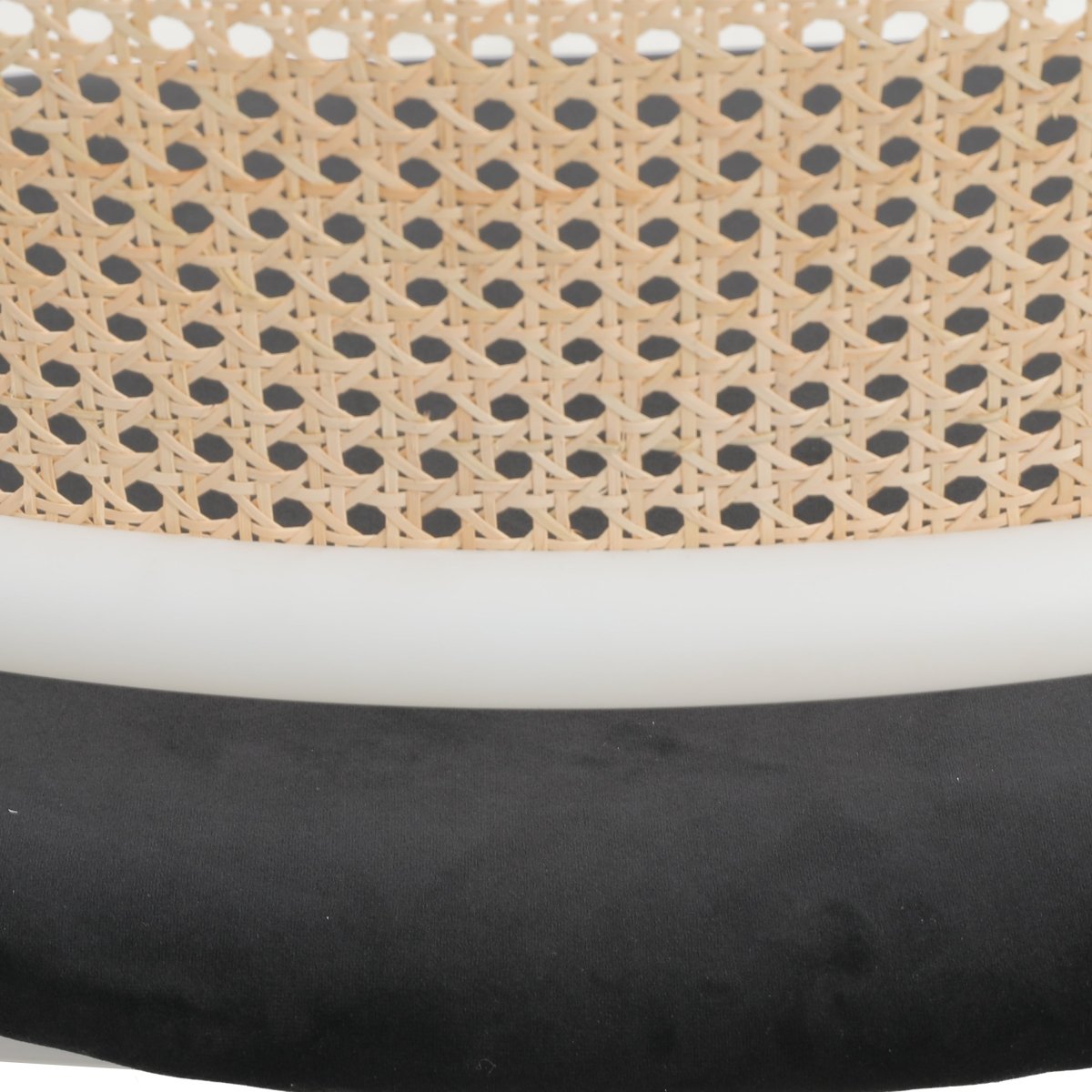 Ervilla Dining Armchair with White/Black Steel Legs and Black/Brown Wicker Back