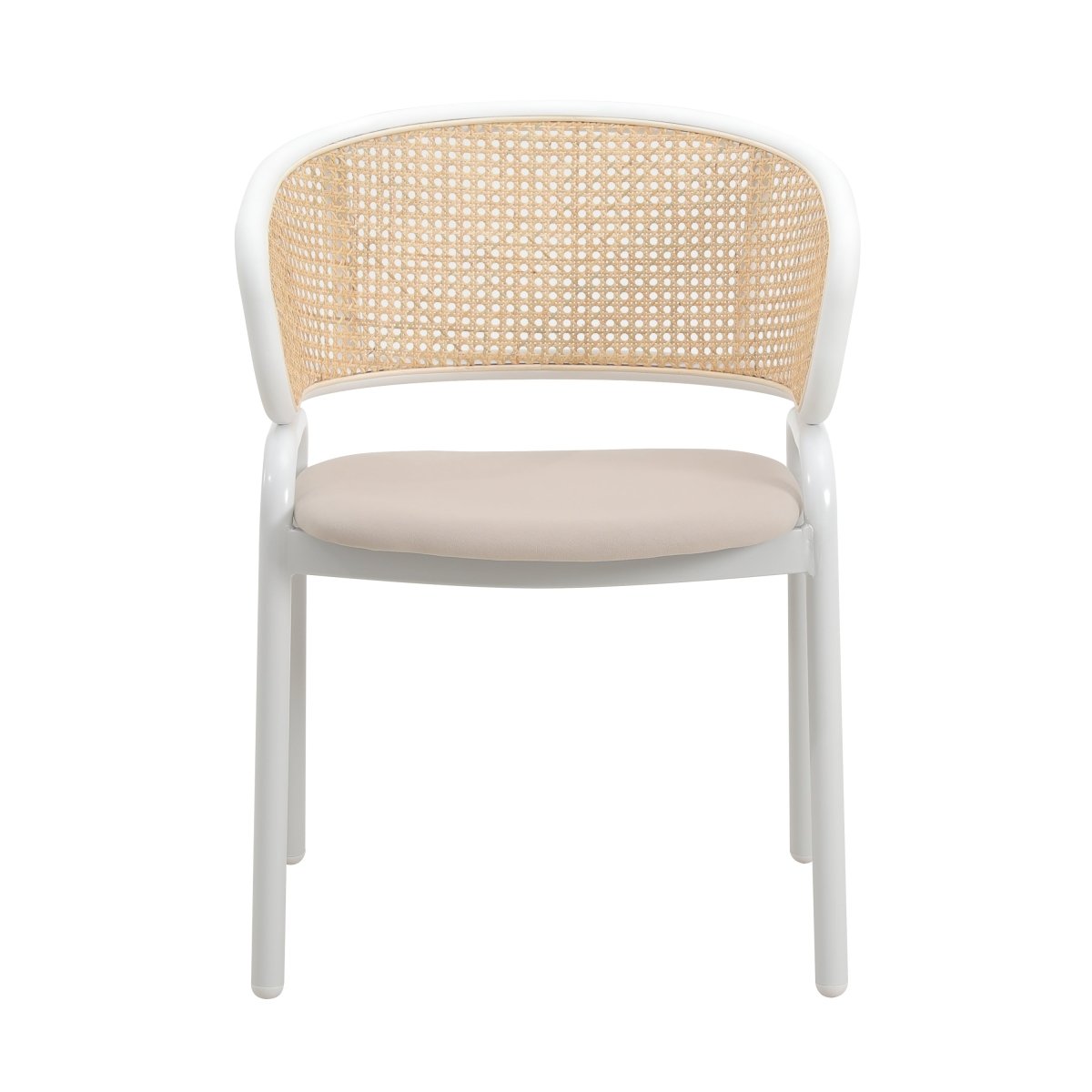 Ervilla Dining Armchair with White/Black Steel Legs and Black/Brown Wicker Back