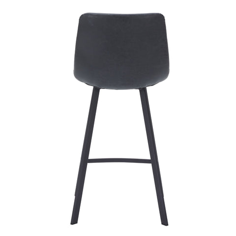 Elland 35” Counter Stool in Leather Padded Seat in Black Stainless Steel