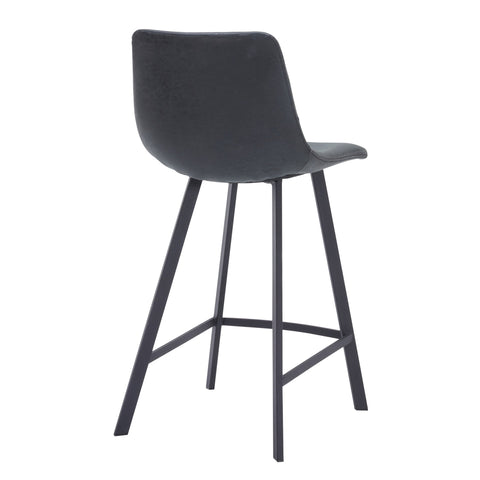 Elland 35” Counter Stool in Leather Padded Seat in Black Stainless Steel