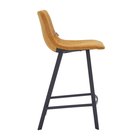 Elland 35” Counter Stool in Leather Padded Seat in Black Stainless Steel