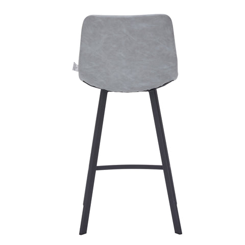 Elland 35” Counter Stool in Leather Padded Seat in Black Stainless Steel