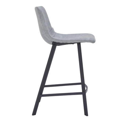 Elland 35” Counter Stool in Leather Padded Seat in Black Stainless Steel