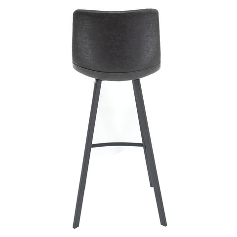 Elland Modern Upholstered Leather Bar Stool With Iron Legs & Footrest