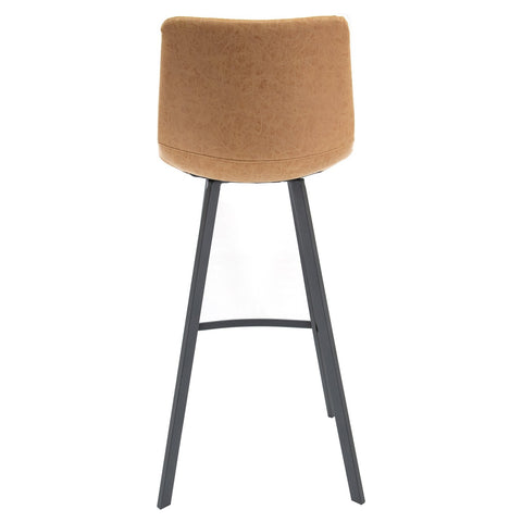 Elland Modern Upholstered Leather Bar Stool With Iron Legs & Footrest