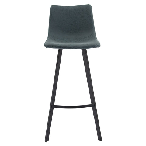 Elland Modern Upholstered Leather Bar Stool With Iron Legs & Footrest