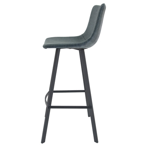 Elland Modern Upholstered Leather Bar Stool With Iron Legs & Footrest