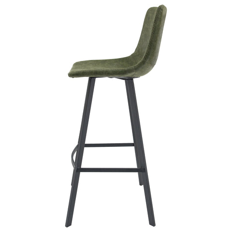 Elland Modern Upholstered Leather Bar Stool With Iron Legs & Footrest