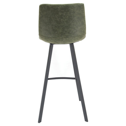 Elland Modern Upholstered Leather Bar Stool With Iron Legs & Footrest