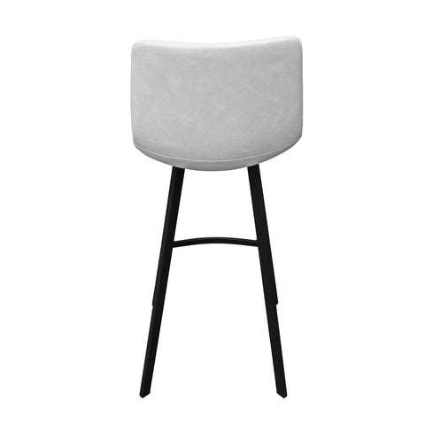 Elland Modern Upholstered Leather Bar Stool With Iron Legs & Footrest