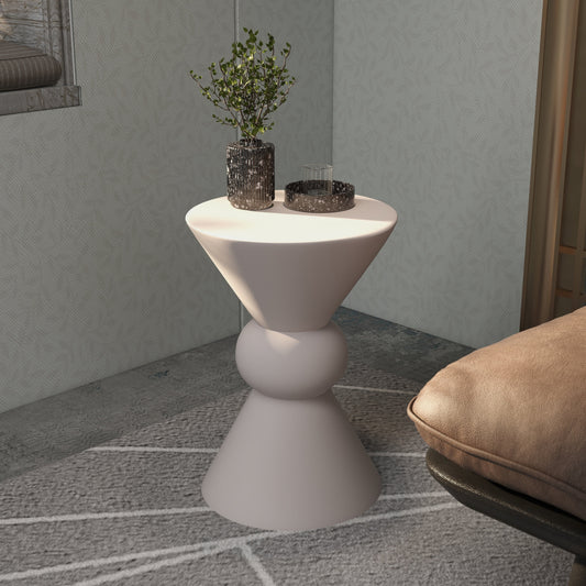 Echo Side Table with Weather-Resistant Fibersone Top Round Accent Table