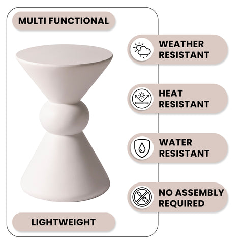 Echo Side Table with Weather-Resistant Fibersone Top Round Accent Table