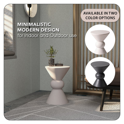 Echo Side Table with Weather-Resistant Fibersone Top Round Accent Table