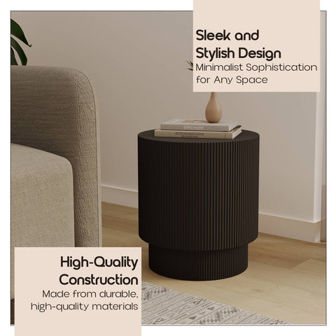 Eden Series Side Table in Fiberstone Round Accent Table for Home, Living Room, Indoor, and Outdoor