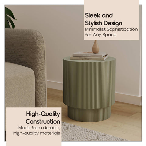 Eden Series Side Table in Fiberstone Round Accent Table for Home, Living Room, Indoor, and Outdoor