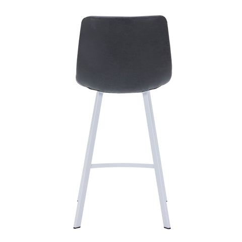 Elland 35” Counter Stool in Leather Padded Seat in White Stainless Steel