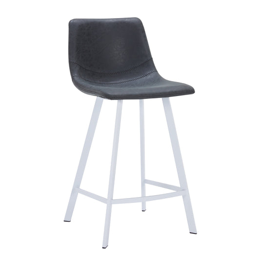 Elland 35” Counter Stool in Leather Padded Seat in White Stainless Steel