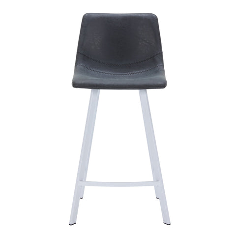 Elland 35” Counter Stool in Leather Padded Seat in White Stainless Steel