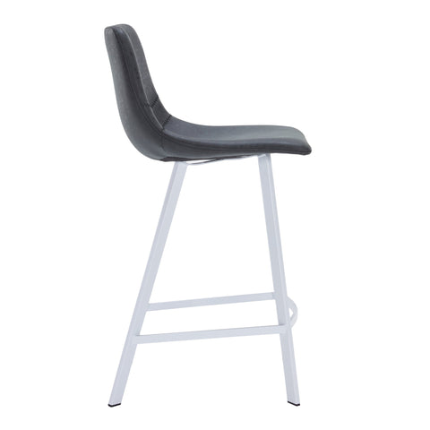 Elland 35” Counter Stool in Leather Padded Seat in White Stainless Steel