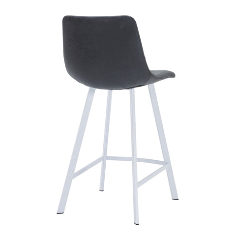 Elland 35” Counter Stool in Leather Padded Seat in White Stainless Steel