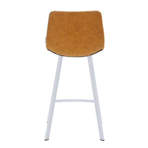 Elland 35” Counter Stool in Leather Padded Seat in White Stainless Steel