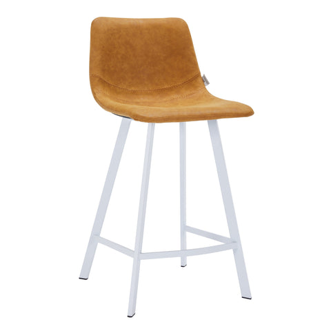 Elland 35” Counter Stool in Leather Padded Seat in White Stainless Steel