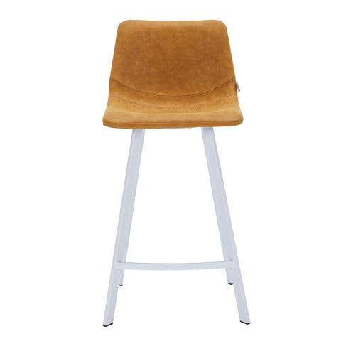 Elland 35” Counter Stool in Leather Padded Seat in White Stainless Steel