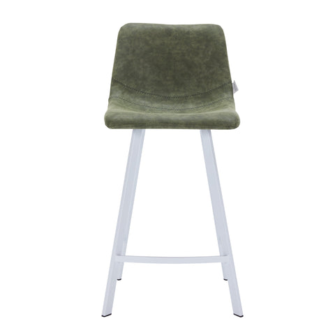 Elland 35” Counter Stool in Leather Padded Seat in White Stainless Steel