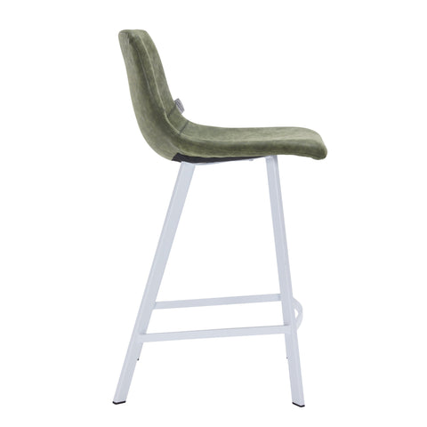 Elland 35” Counter Stool in Leather Padded Seat in White Stainless Steel