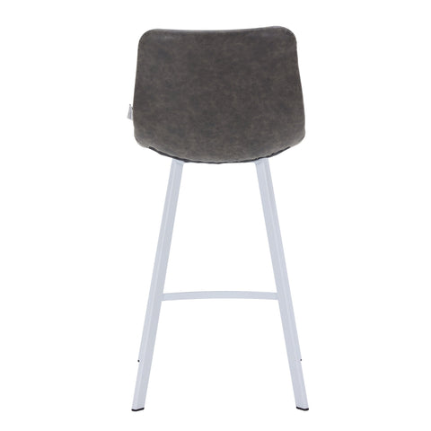 Elland 35” Counter Stool in Leather Padded Seat in White Stainless Steel