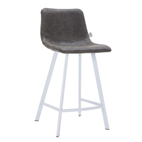 Elland 35” Counter Stool in Leather Padded Seat in White Stainless Steel