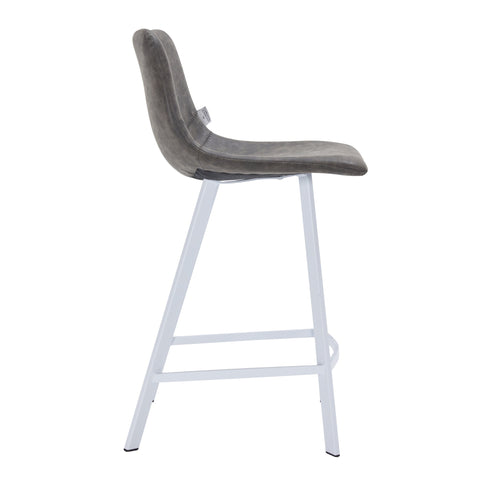 Elland 35” Counter Stool in Leather Padded Seat in White Stainless Steel