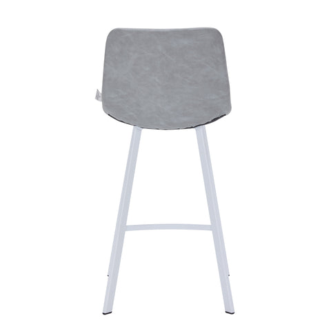 Elland 35” Counter Stool in Leather Padded Seat in White Stainless Steel