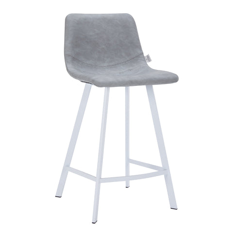 Elland 35” Counter Stool in Leather Padded Seat in White Stainless Steel