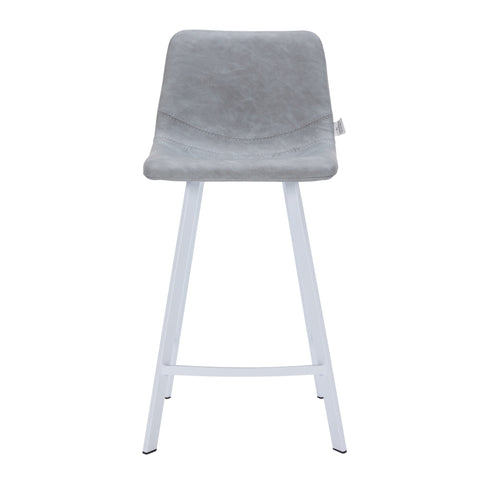 Elland 35” Counter Stool in Leather Padded Seat in White Stainless Steel