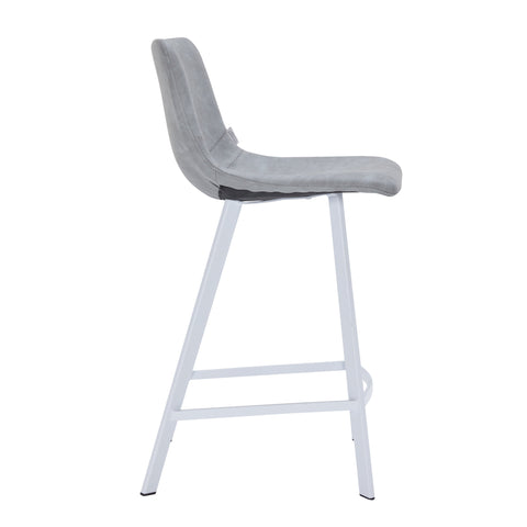 Elland 35” Counter Stool in Leather Padded Seat in White Stainless Steel