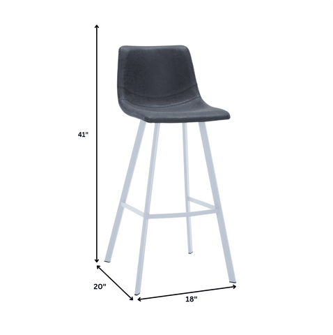 Elland 41" Leather Counter Height Barstool with Stainless Steel Legs and Footrest