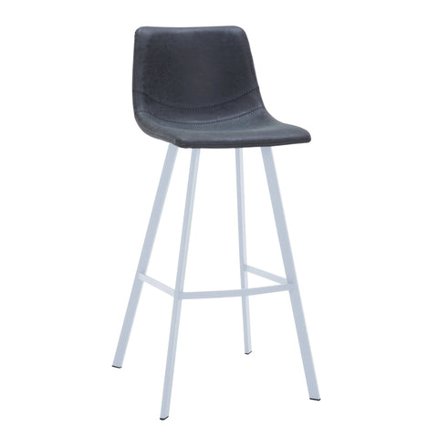 Elland 41" Leather Counter Height Barstool with Stainless Steel Legs and Footrest