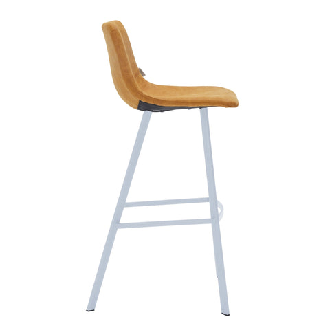 Elland 41" Leather Counter Height Barstool with Stainless Steel Legs and Footrest