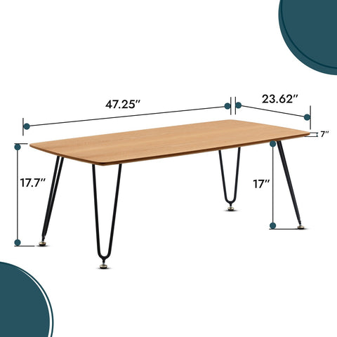 Elmwood Rectangular Coffee Table with Ash Wood Tabletop in Iron