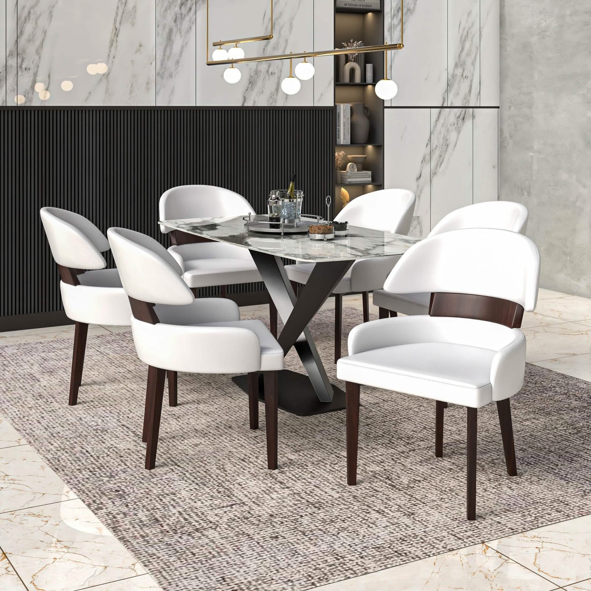 Ethos Leather Dining Chairs with Curved Open Back in Rubberwood