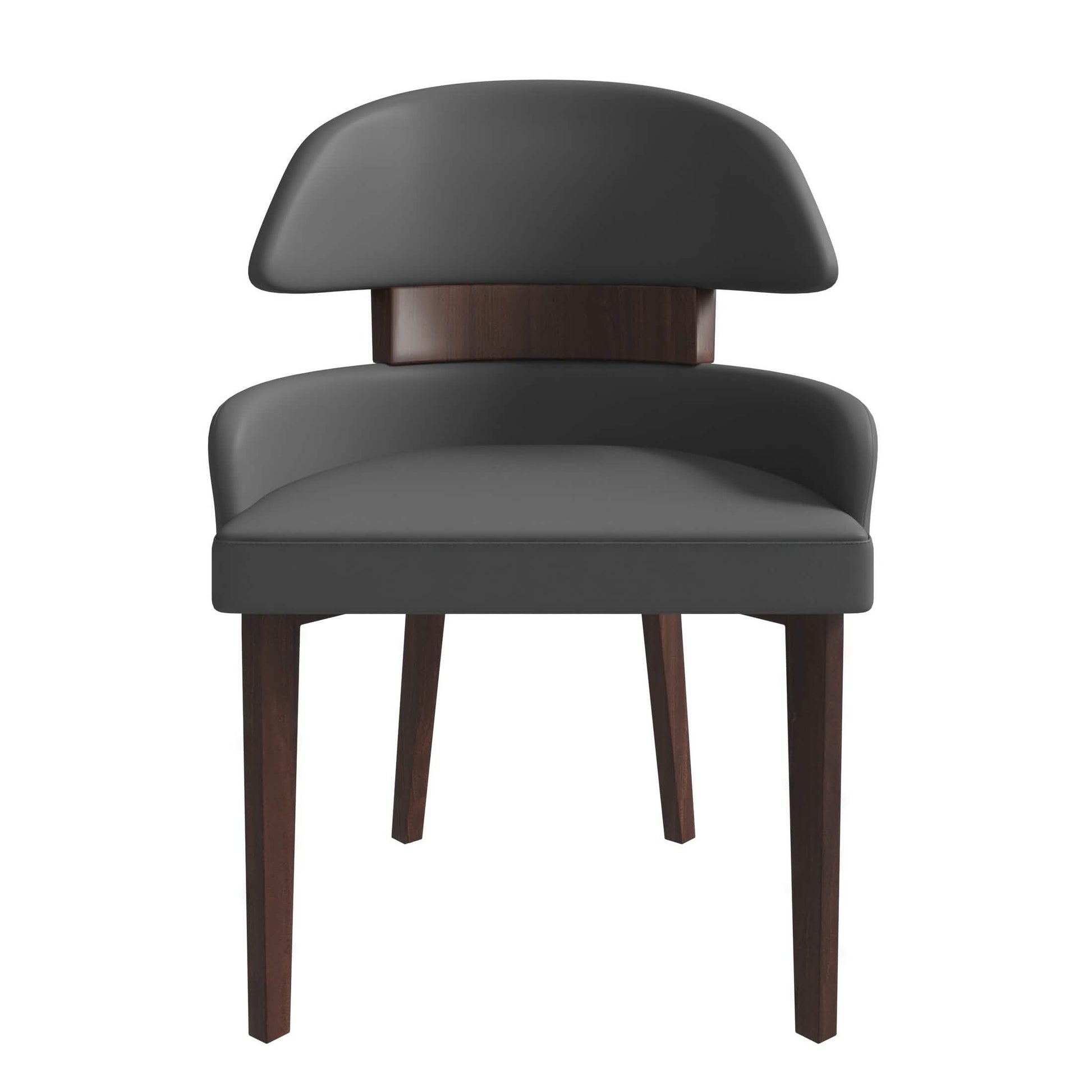 Ethos Leather Dining Chairs with Curved Open Back in Rubberwood