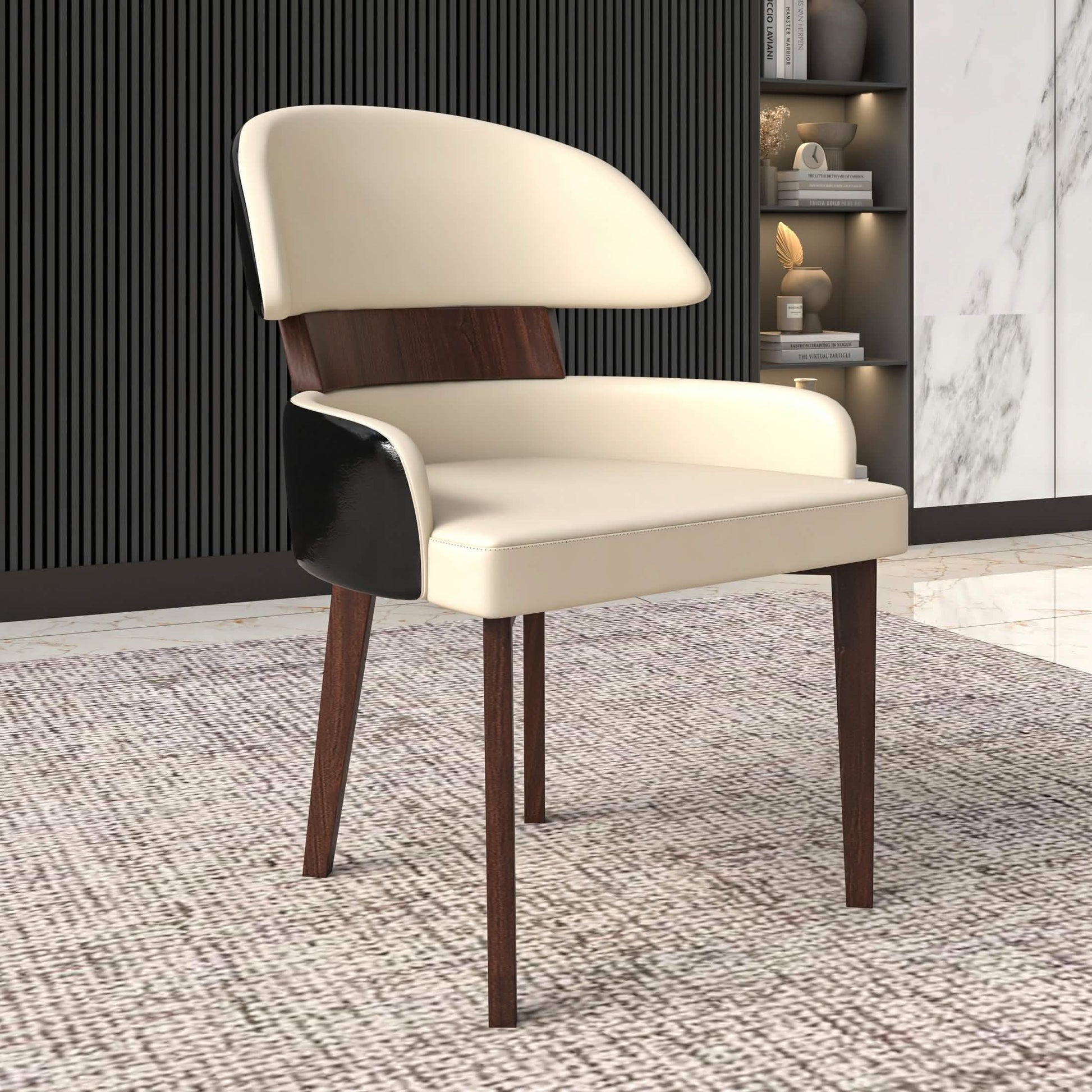 Ethos Leather Dining Chairs with Curved Open Back in Rubberwood