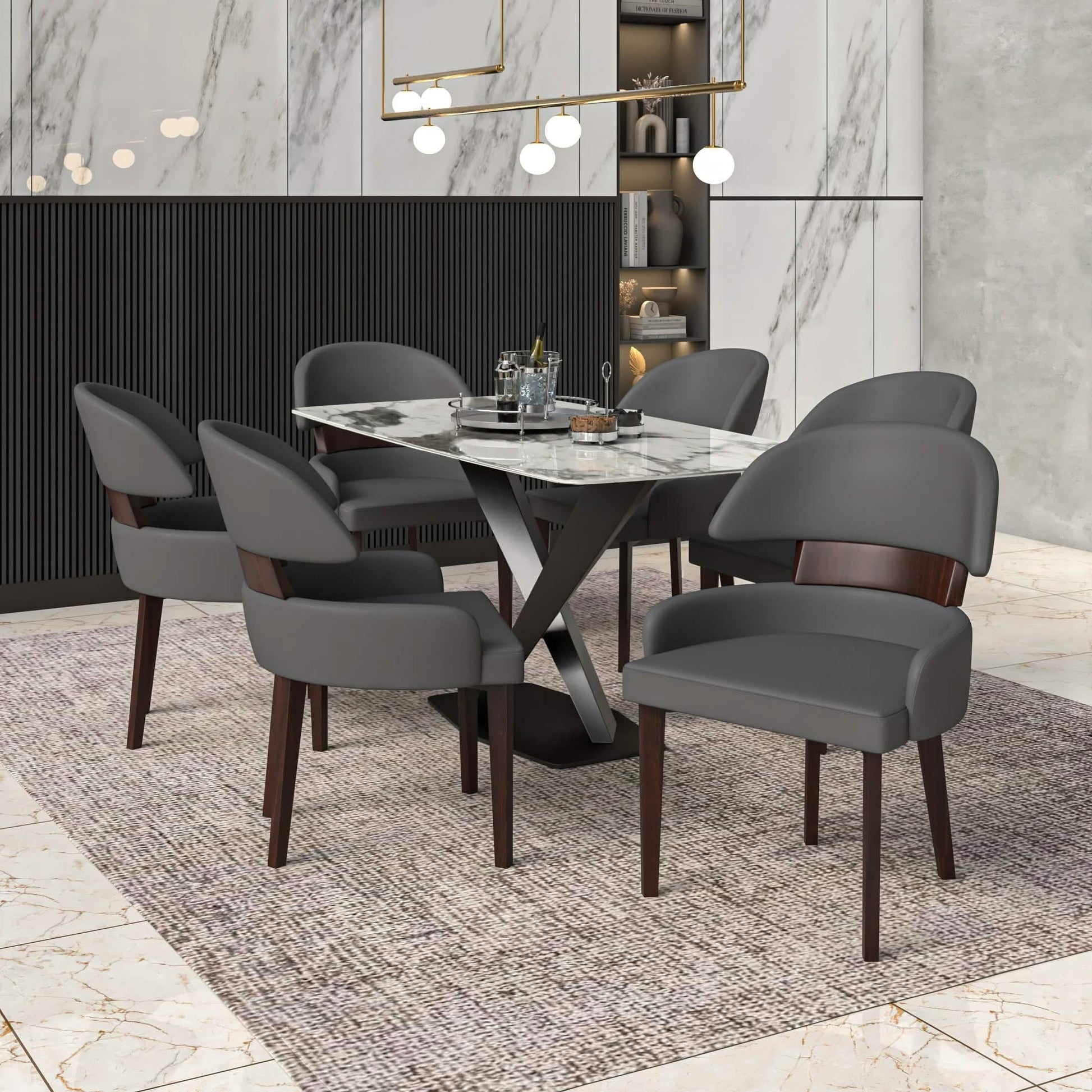 Ethos Leather Dining Chairs with Curved Open Back in Rubberwood