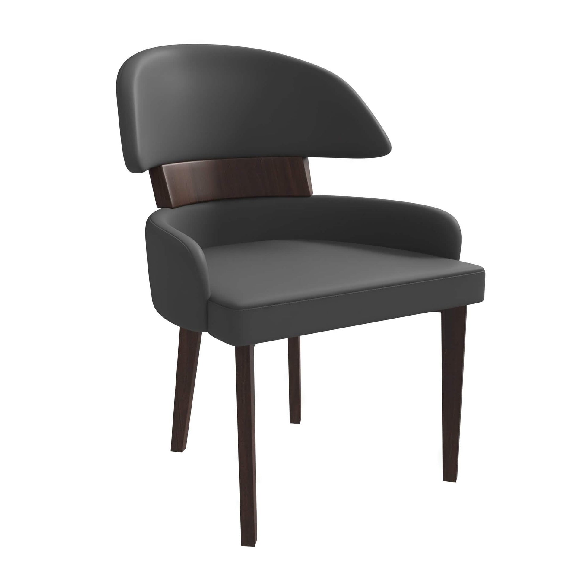 Ethos Leather Dining Chairs with Curved Open Back in Rubberwood