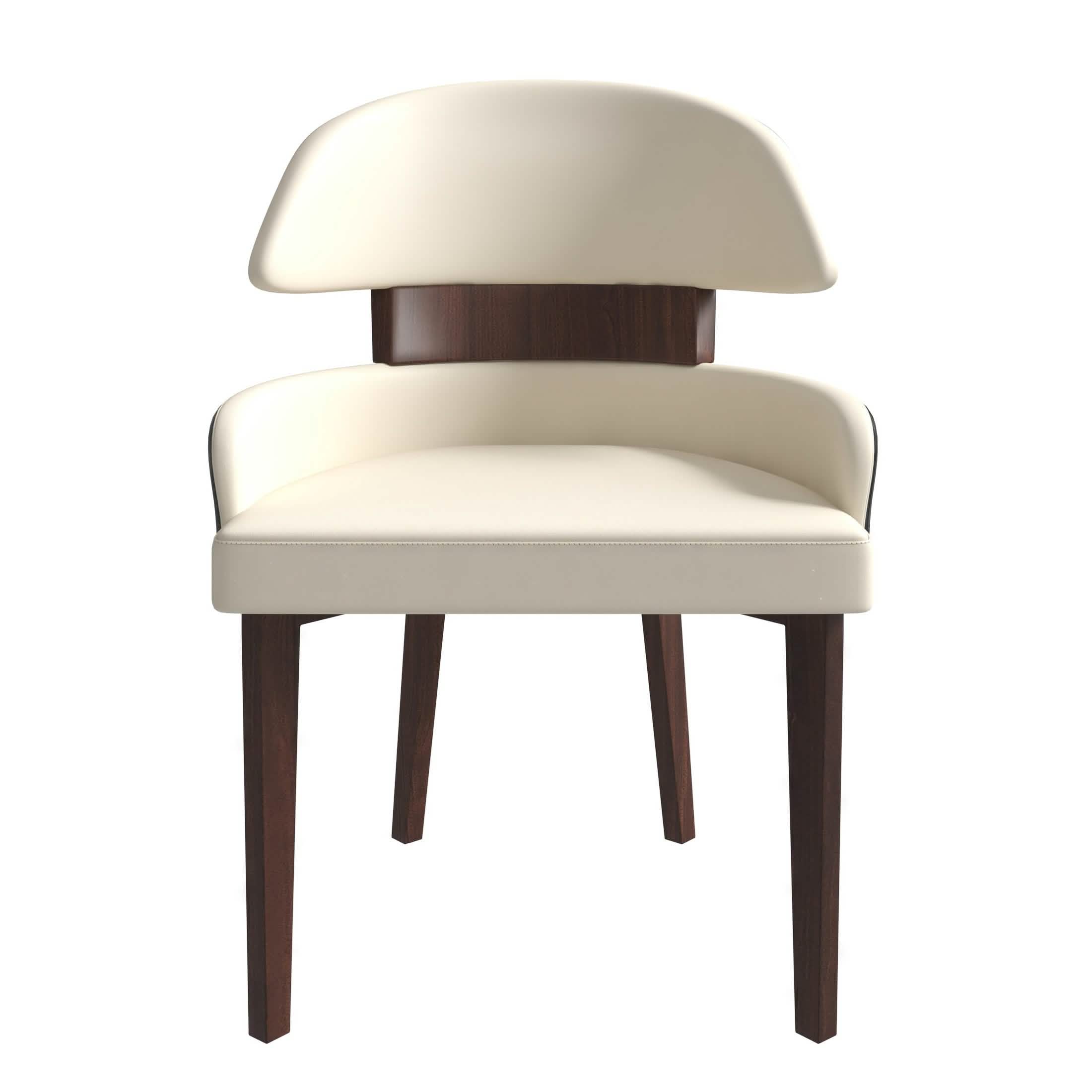 Ethos Leather Dining Chairs with Curved Open Back in Rubberwood