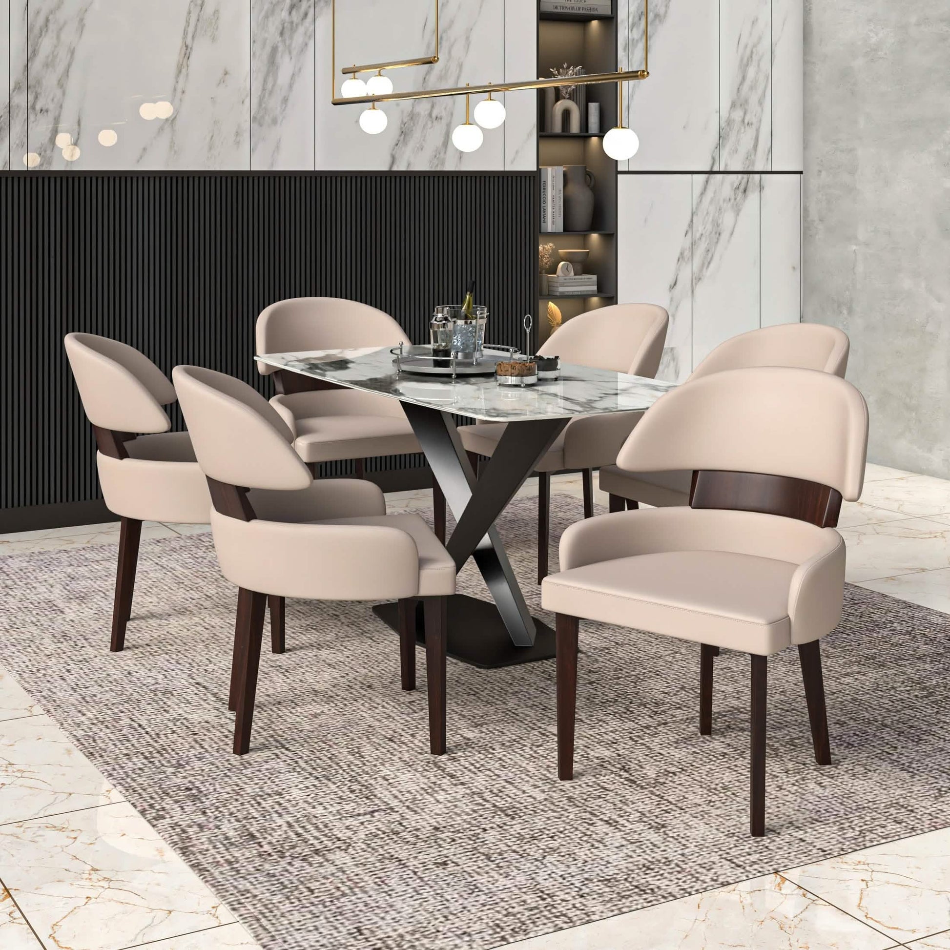 Ethos Leather Dining Chairs with Curved Open Back in Rubberwood
