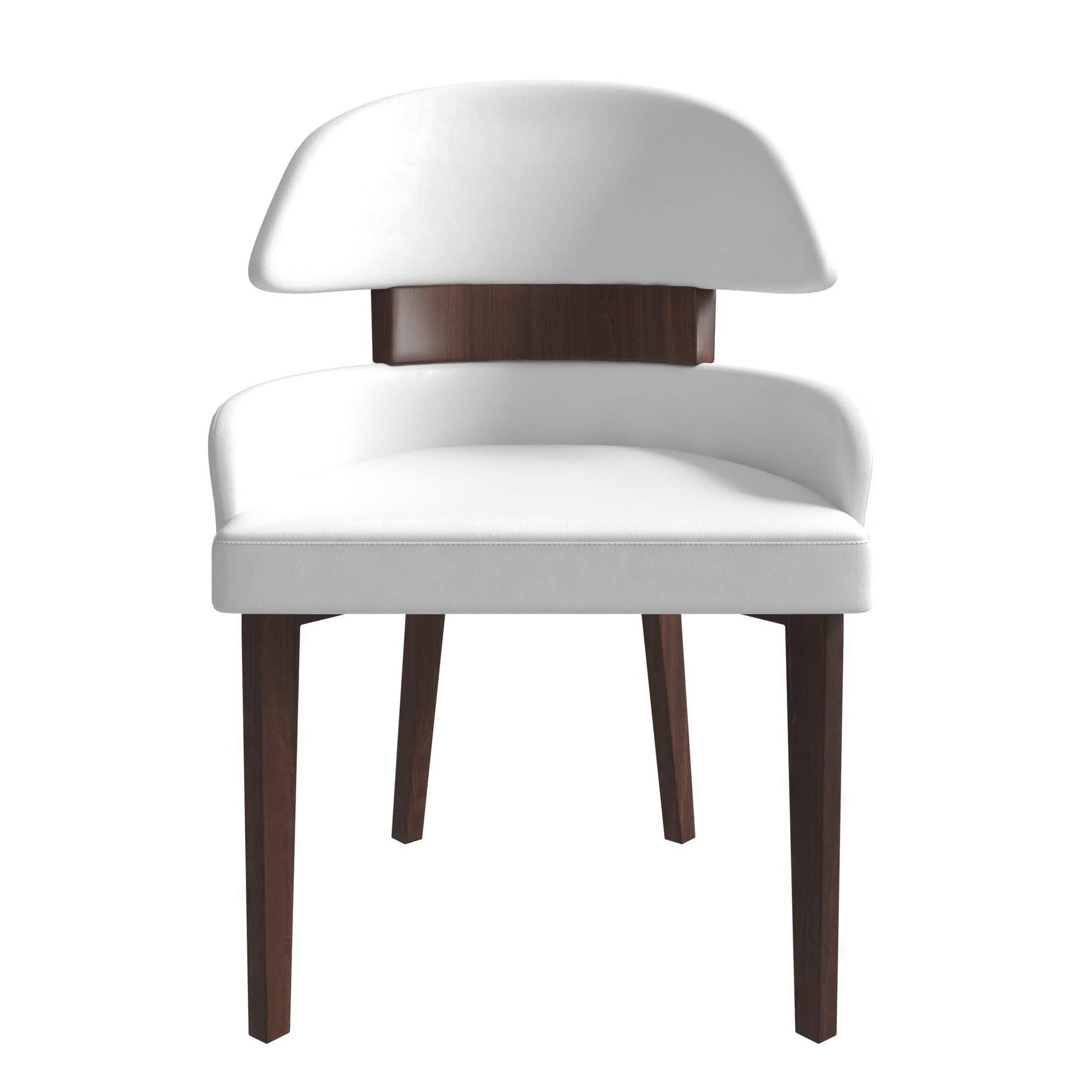 Ethos Leather Dining Chairs with Curved Open Back in Rubberwood